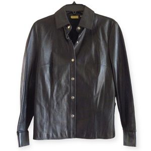 Caslon Black Leather Button Down Shirt